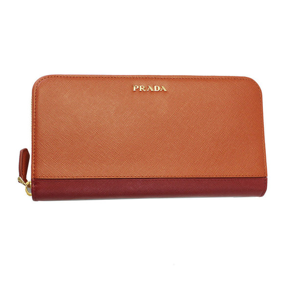 Prada Long Wallet Zip Leather Stripe Saffiano - Picture 1 of 3